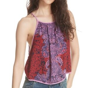 Free People Red and Purple Halter Top